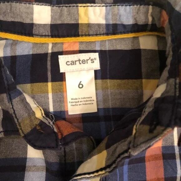Carters boys shirt long sleeve button down Sz 6 plaid Casual blue plaid - Picture 6 of 7